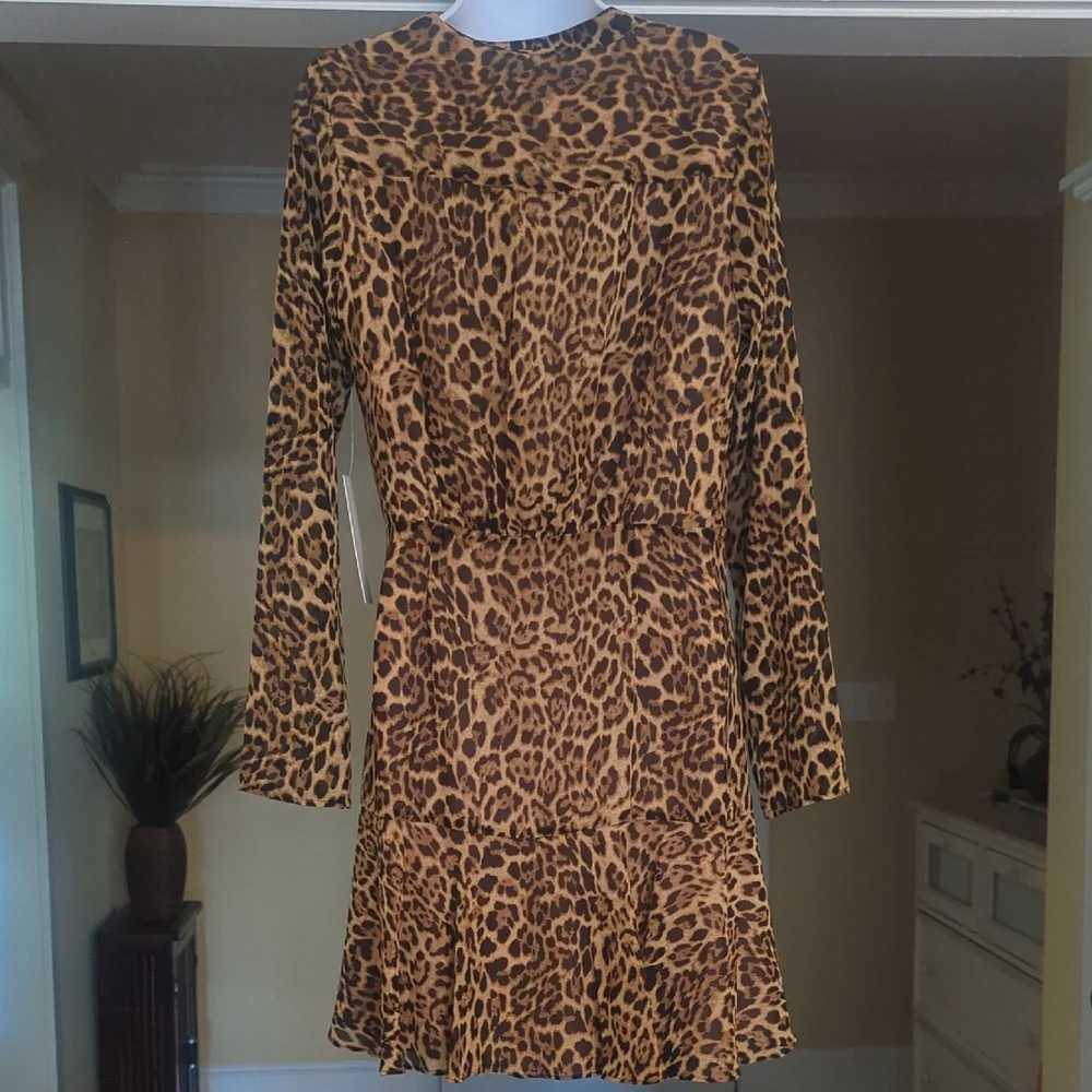 JAYGODFREY Brown and Black Long Sleeve V-Neck Cocktail Dress - Picture 9 of 12